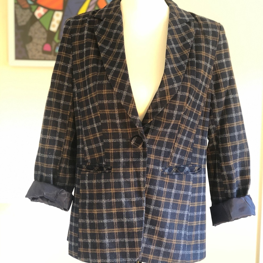 Navy Plaid Blazer